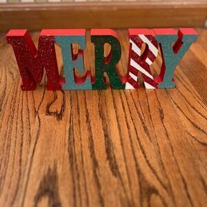Festive 'MERRY' Holiday Decoration - Red, Green, White